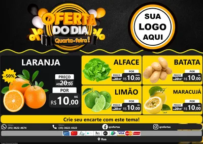 Modelo de Encarte para Encarte A4 Horizontal com o tema Oferta do Dia - Quarta Feira! para Hortifrúti
