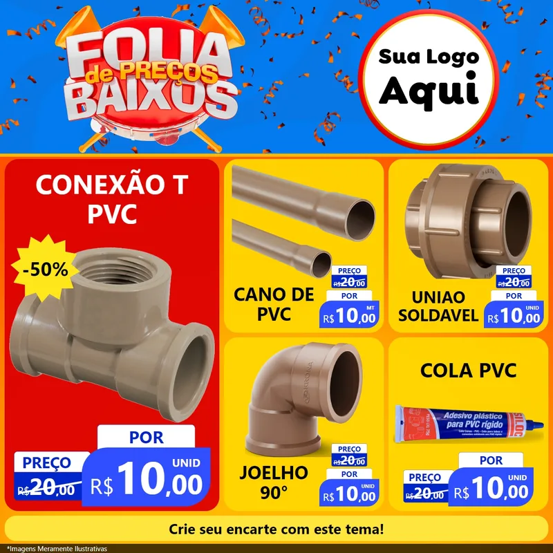 Modelo de Rede Social para Feed Facebook com o tema Folia de Preços Baixos para Tubos e conexões