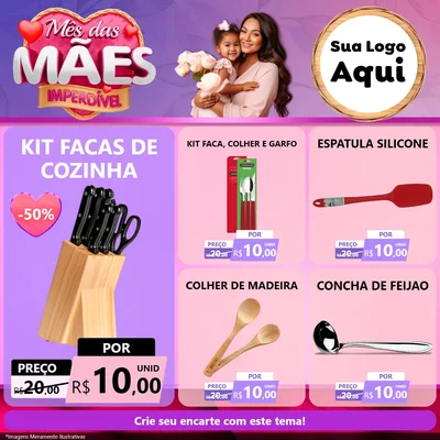Modelo de Rede Social para Feed Facebook com o tema Mês das Mães Imperdível para Utilidades Domésticas