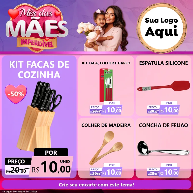 Modelo de Rede Social para Feed Facebook com o tema Mês das Mães Imperdível para Utilidades Domésticas