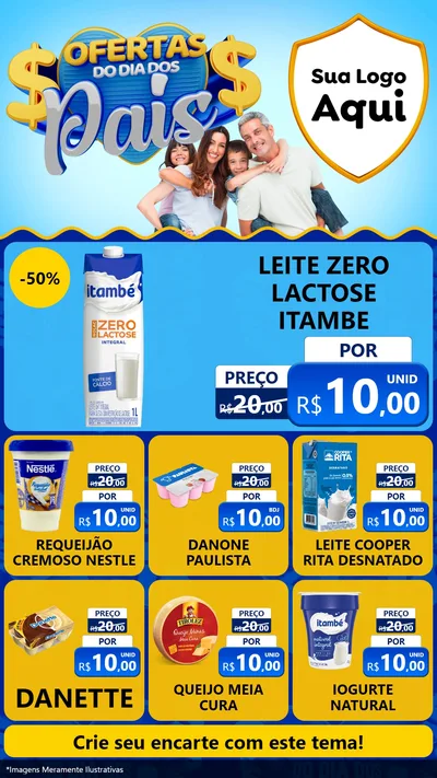 Modelo de Rede Social para Stories com o tema Ofertas do Dia dos Pais para Frios e Laticínios