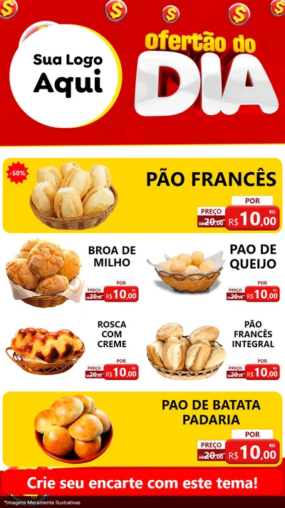 Modelo de TV para TV Vertical com o tema Ofertão do dia para Padaria