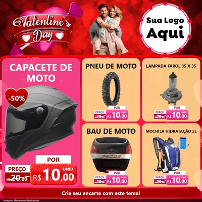 Modelo de Rede Social para Feed Facebook com o tema Valentine's Day para Moto peças