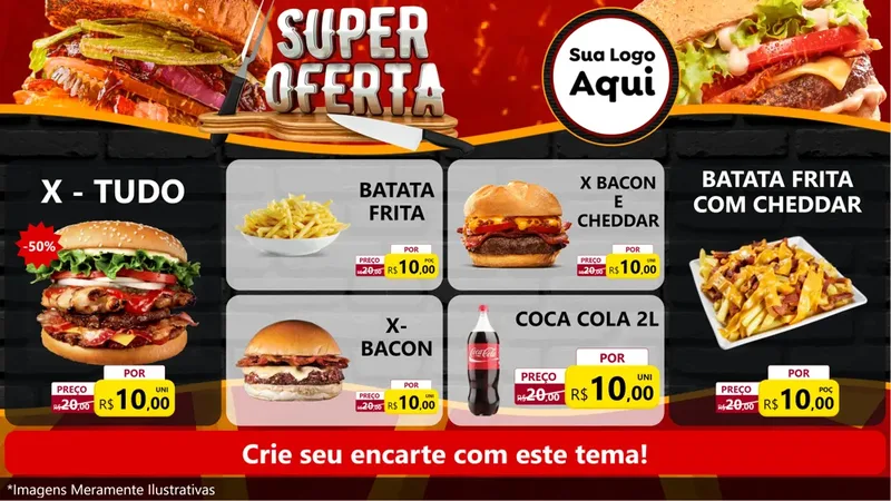 Modelo de TV para TV Horizontal com o tema Super Oferta - Lanches para Hamburgueria