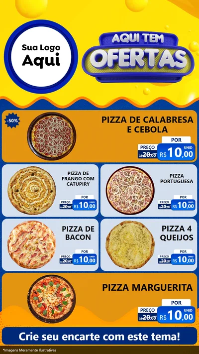 Modelo de TV para TV Vertical com o tema Aqui Tem Ofertas para Pizzaria