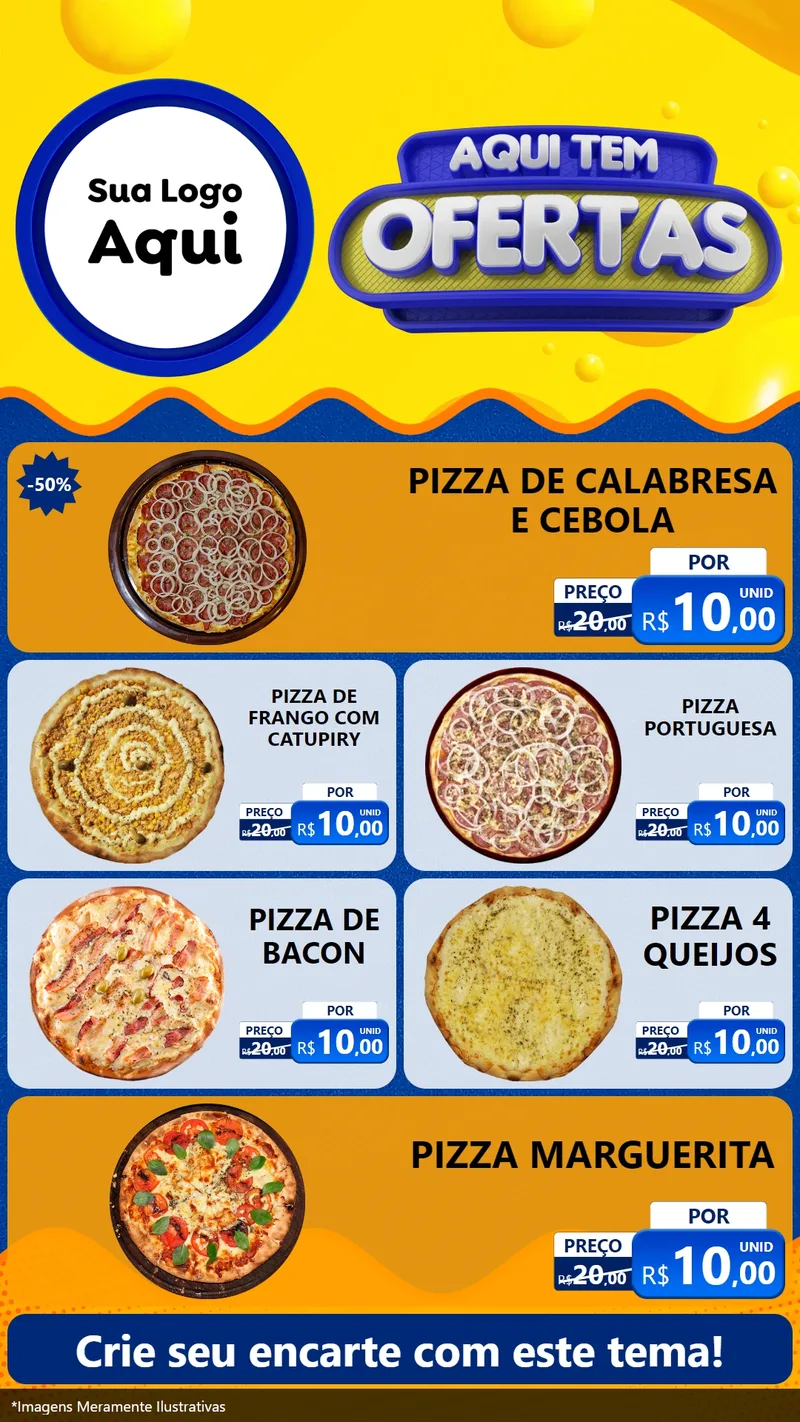 Modelo de TV para TV Vertical com o tema Aqui Tem Ofertas para Pizzaria