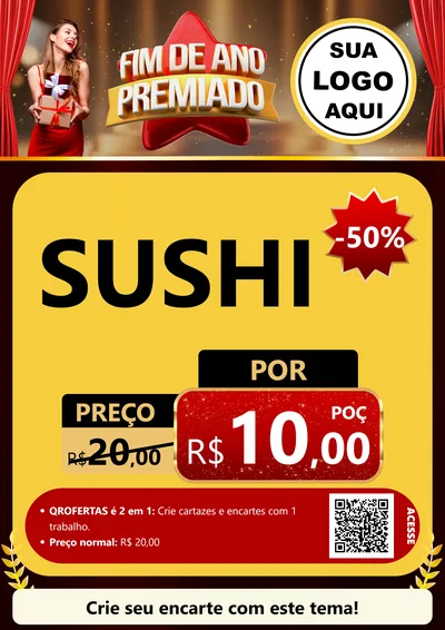 Modelo de Cartaz para Cartaz A4 Vertical com o tema Fim de Ano Premiado para Comida japonesa