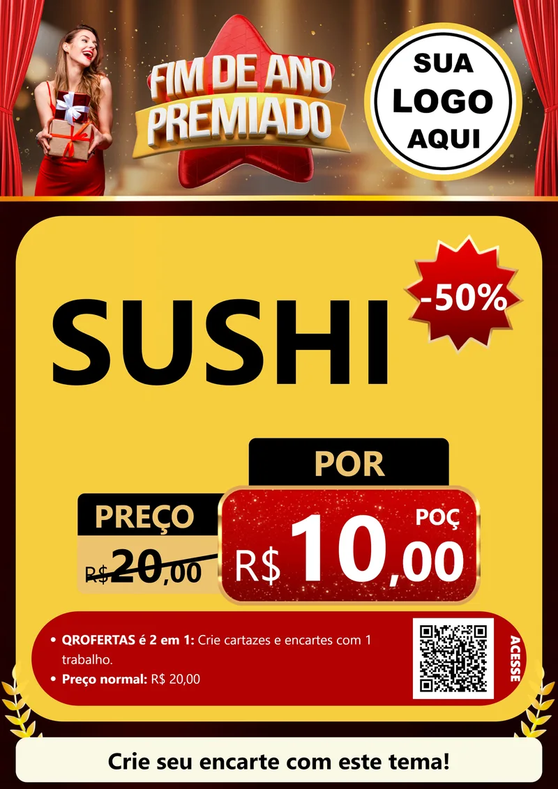Modelo de Cartaz para Cartaz A4 Vertical com o tema Fim de Ano Premiado para Comida japonesa