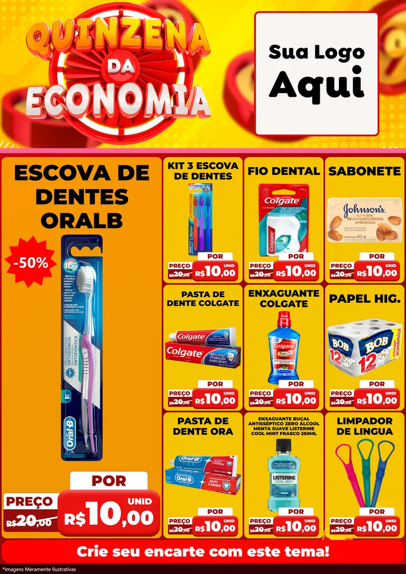 Modelo de Encarte para Encarte A4 Vertical com o tema Quinzena Da Economia para Higiene Pessoal