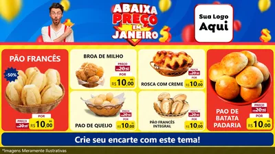 Modelo de TV para TV Horizontal com o tema Abaixa Preço em Janeiro para Padaria
