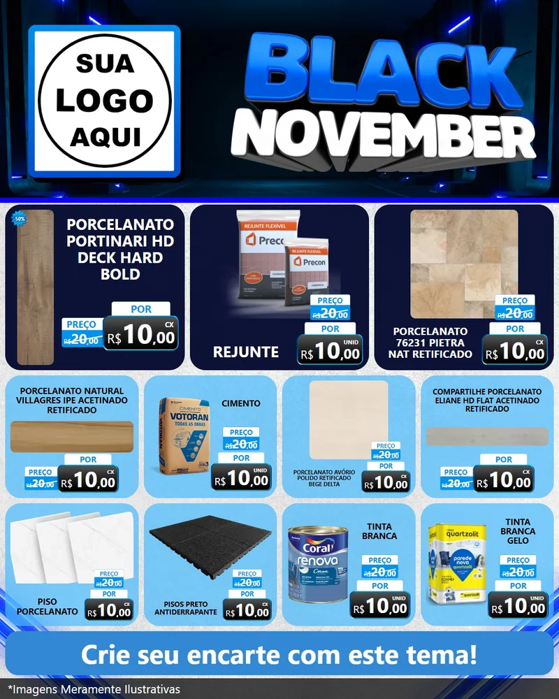 Modelo de Rede Social para Feed Instagram com o tema Black November para Pisos e revestimentos