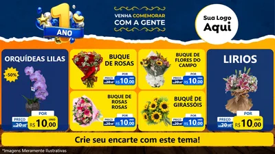 Modelo de TV para TV Horizontal com o tema Um Ano de Aniversário para Floricultura e jardim