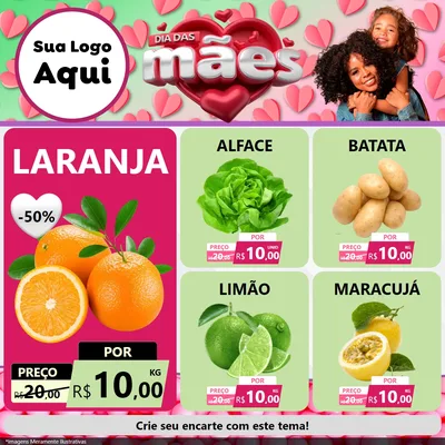 Modelo de Rede Social para Feed Facebook com o tema Dia das Mães para Hortifrúti