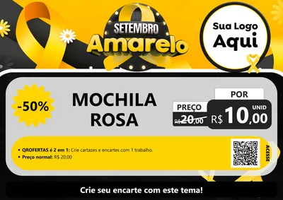 Modelo de Cartaz para Cartaz A4 Horizontal com o tema Setembro Amarelo para Papelaria