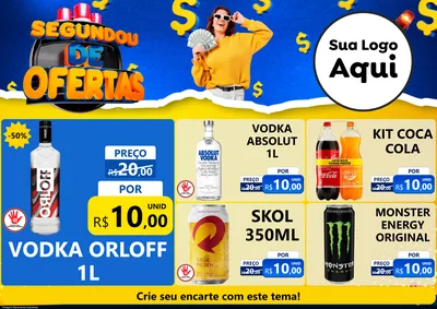 Modelo de Encarte para Encarte A4 Horizontal com o tema Segundou de Ofertas para Distribuidora de bebidas