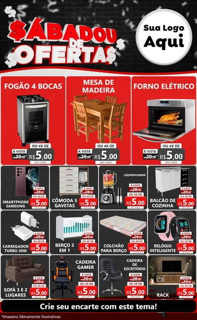 Modelo de Encarte para Encarte Grande com o tema Sabadou de Ofertas para Móveis e Eletro