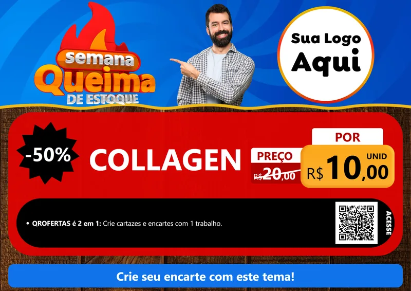 Modelo de Cartaz para Cartaz A4 Horizontal com o tema Semana Queima de Estoque para Suplementos alimentares