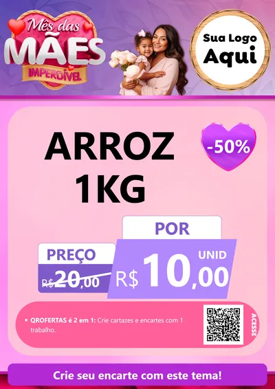 Modelo de Cartaz para Cartaz A4 Vertical com o tema Mês das Mães Imperdível para Supermercado