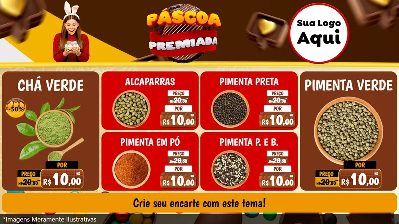 Modelo de TV para TV Horizontal com o tema Páscoa Premiada para Produtos Naturais