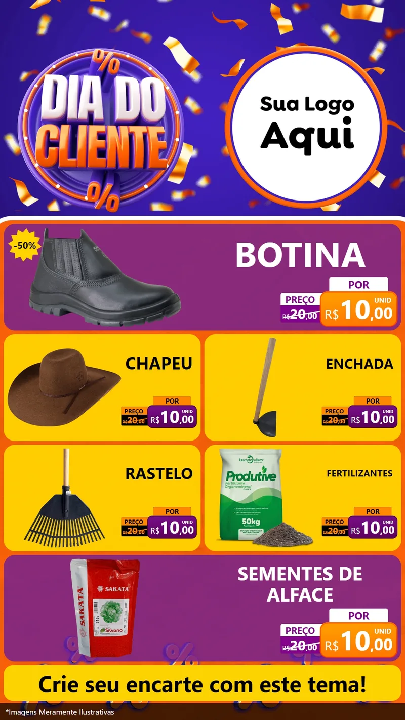 Modelo de TV para TV Vertical com o tema Dia do Cliente para Agropecuária