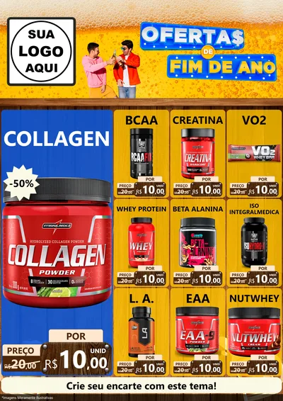 Modelo de Encarte para Encarte A4 Vertical com o tema Ofertas de Fim de Ano para Suplementos alimentares