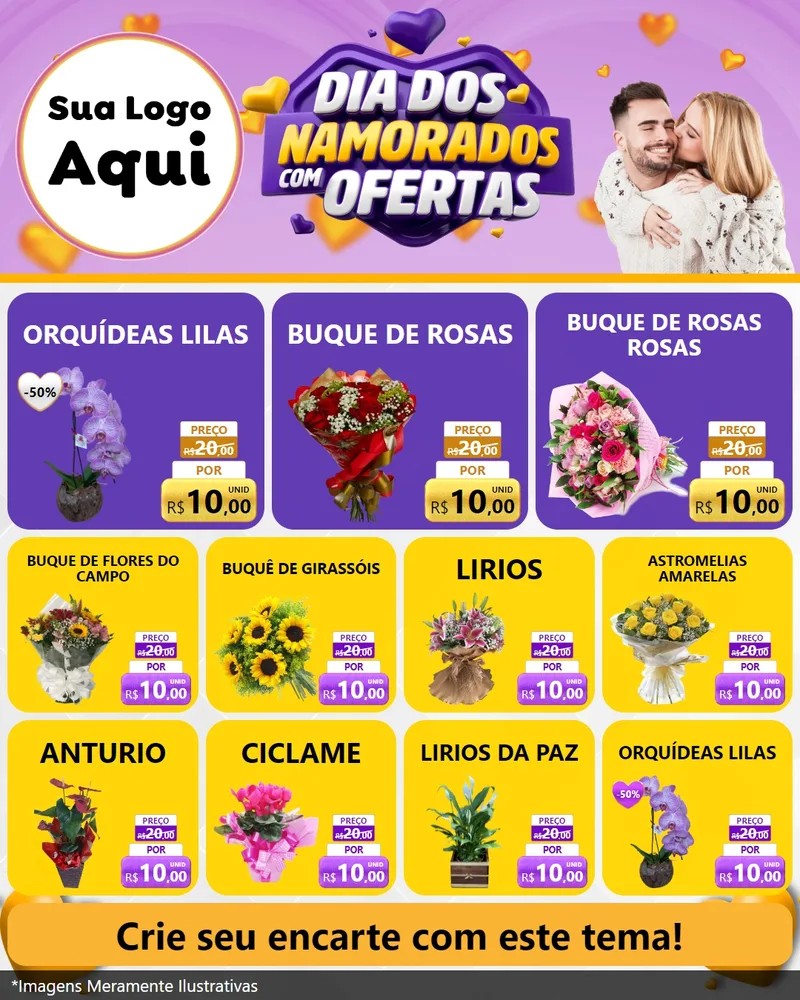 Modelo de Rede Social para Feed Instagram com o tema Dia Dos Namorados Com Ofertas para Floricultura e jardim