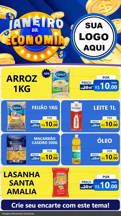 Modelo de TV para TV Vertical com o tema Janeiro da Economia para Supermercado