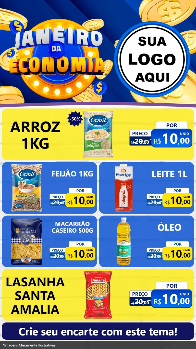 Modelo de TV para TV Vertical com o tema Janeiro da Economia para Supermercado