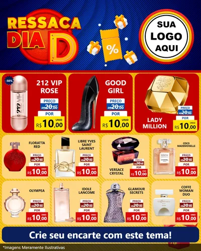 Modelo de Rede Social para Feed Instagram com o tema Ressaca Dia D para Perfumes
