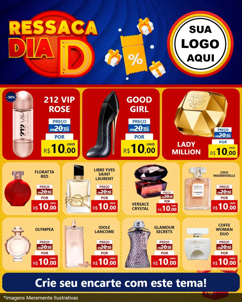 Modelo de Rede Social para Feed Instagram com o tema Ressaca Dia D para Perfumes