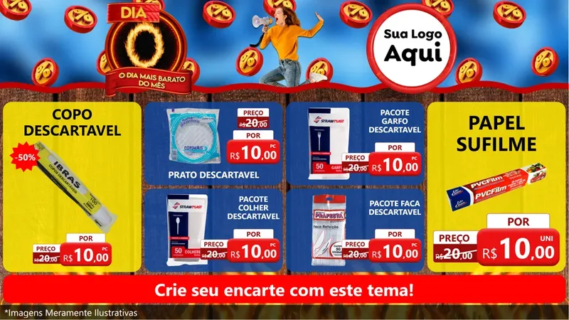 Modelo de TV para TV Horizontal com o tema Dia O - O Dia Mais Barato Do Mês para Embalagens