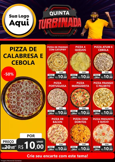 Modelo de Encarte para Encarte A4 Vertical com o tema Quinta Turbinada para Pizzaria