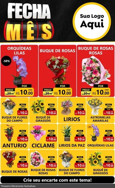 Modelo de Encarte para Encarte Grande com o tema Fecha Mês para Floricultura e jardim