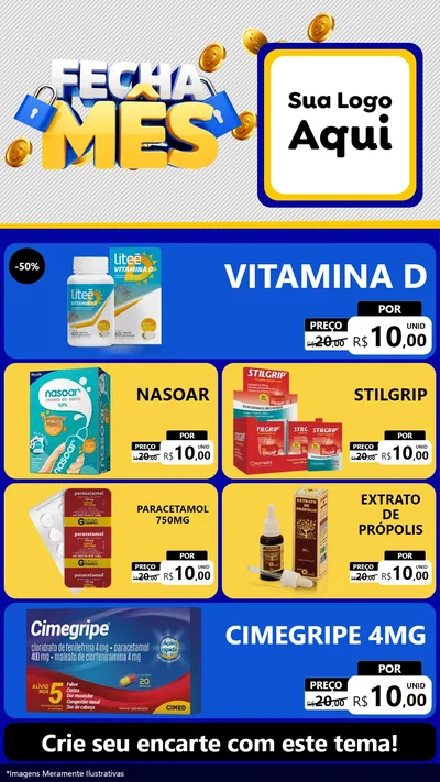 Modelo de TV para TV Vertical com o tema Fecha Mês para Farmácia