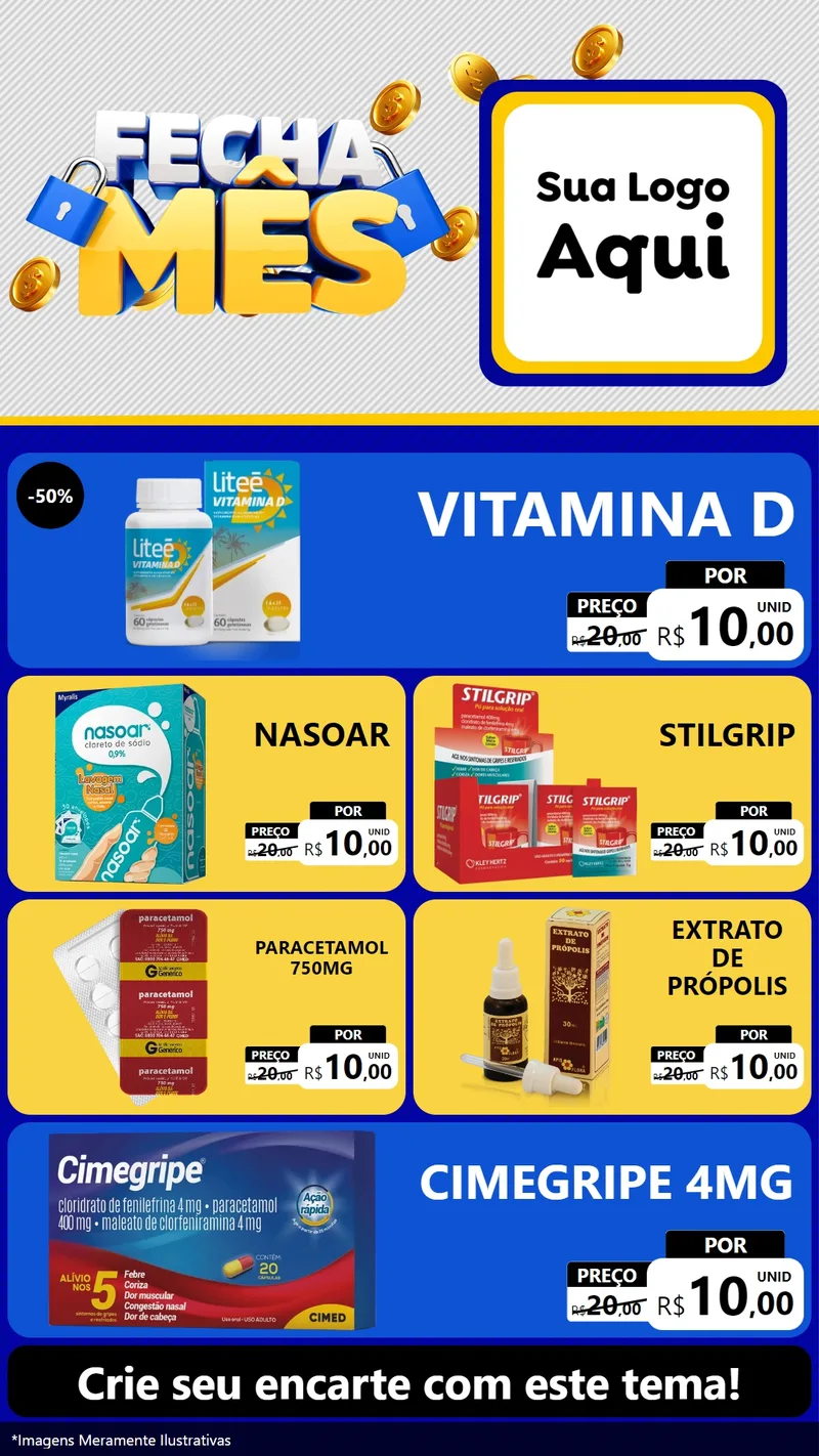 Modelo de TV para TV Vertical com o tema Fecha Mês para Farmácia