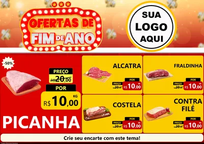Modelo de Encarte para Encarte A4 Horizontal com o tema Ofertas de Fim de Ano para Açougue