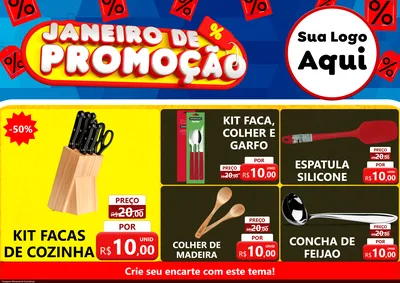Modelo de Encarte para Encarte A4 Horizontal com o tema Janeiro de Promoção para Utilidades Domésticas
