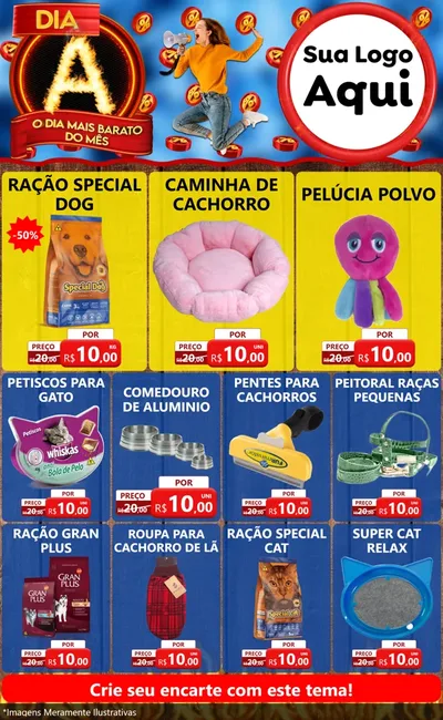 Modelo de Encarte para Encarte Grande com o tema Dia A - O Dia Mais Barato Do Mês para Pet Shop