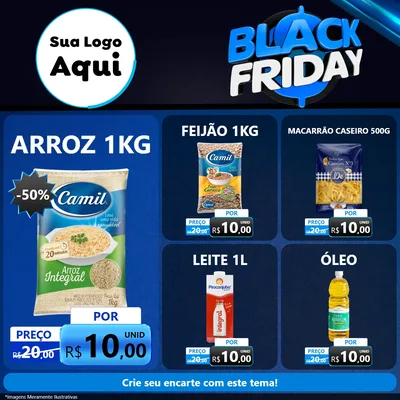 Modelo de Rede Social para Feed Facebook com o tema Black Friday para Supermercado