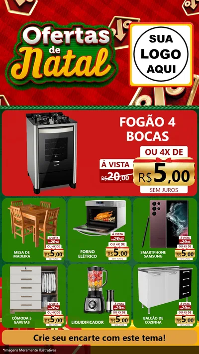 Modelo de Rede Social para Stories com o tema Ofertas de Natal para Móveis e Eletro