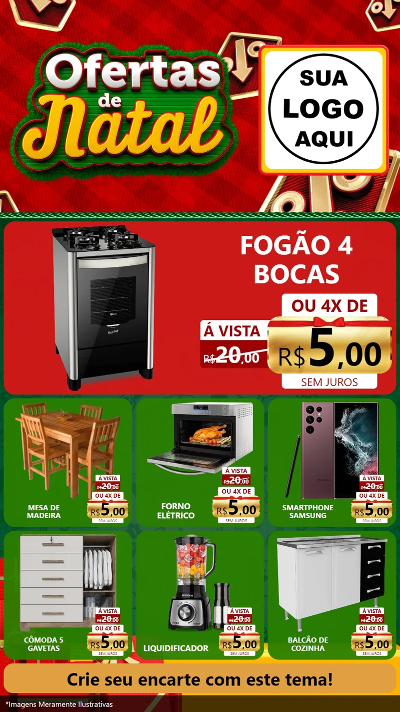 Modelo de Rede Social para Stories com o tema Ofertas de Natal para Móveis e Eletro