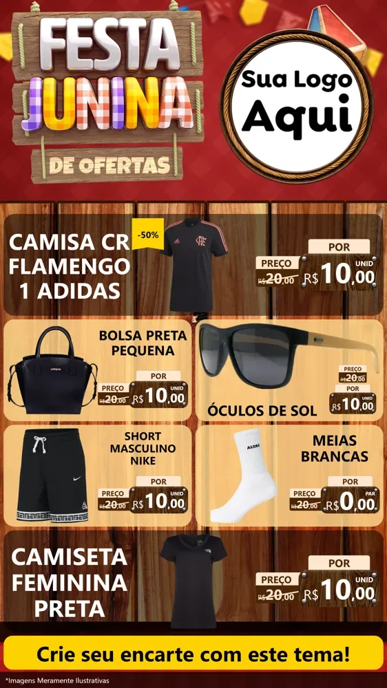 Modelo de TV para TV Vertical com o tema Festa Junina de Ofertas para Roupas e acessórios
