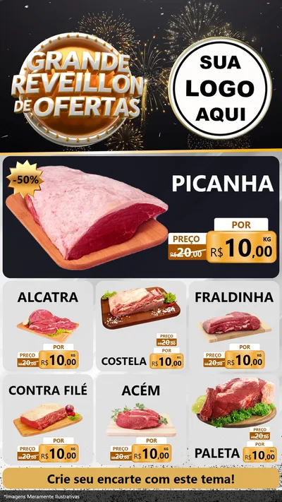Modelo de Rede Social para Stories com o tema Grande Réveillon de Ofertas para Açougue