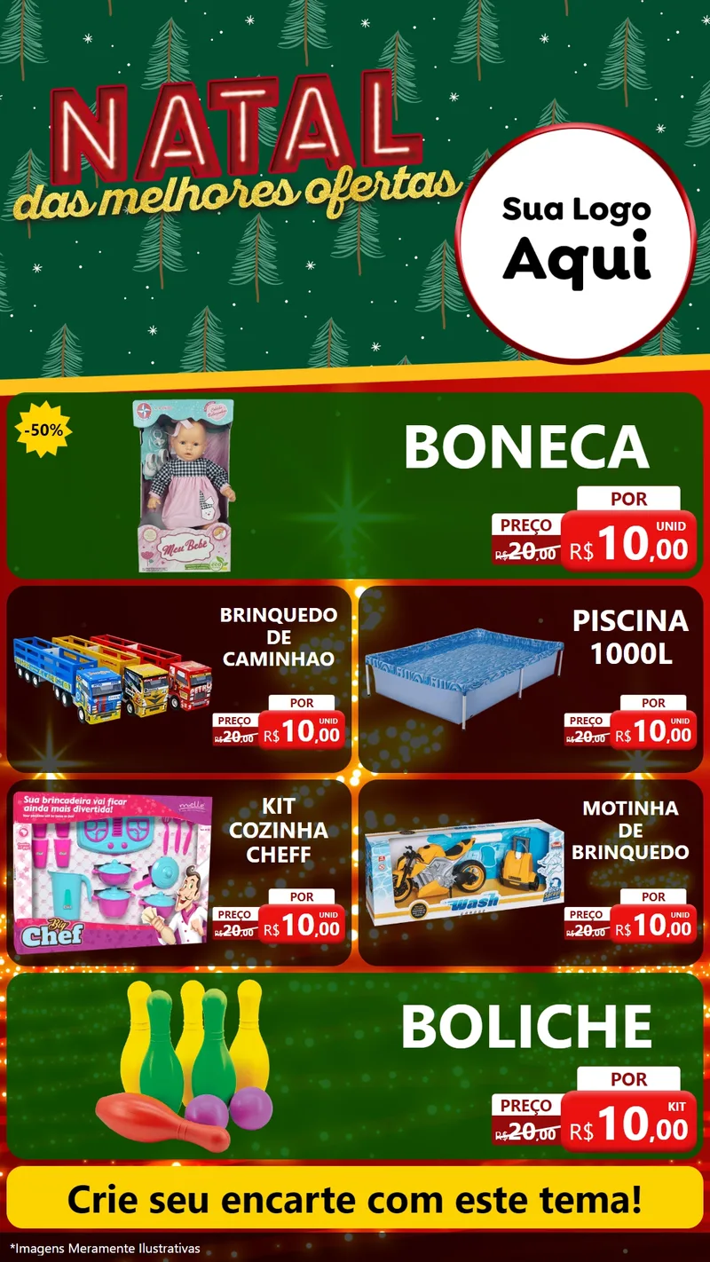 Modelo de TV para TV Vertical com o tema Natal das Melhores Ofertas para Brinquedos