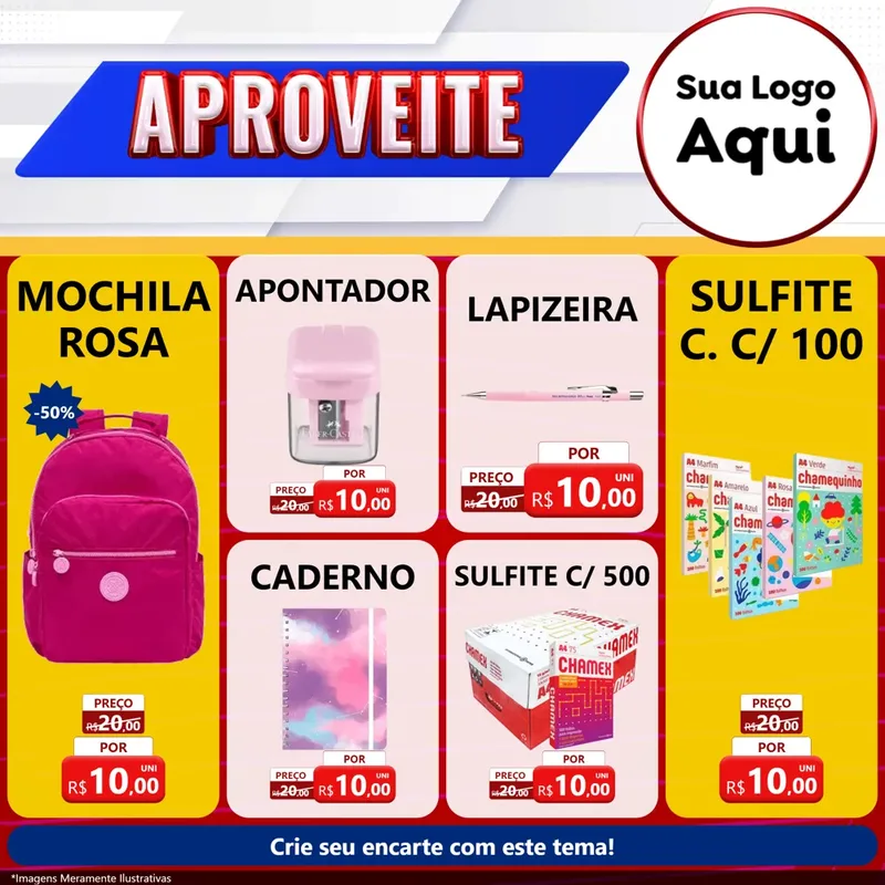 Modelo de Rede Social para Feed Facebook com o tema Aproveite para Papelaria