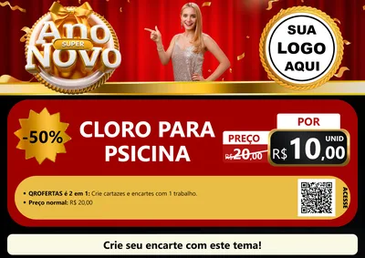 Modelo de Cartaz para Cartaz A4 Horizontal com o tema Super Ano Novo para Produtos para Piscina