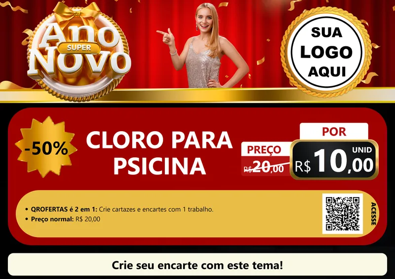 Modelo de Cartaz para Cartaz A4 Horizontal com o tema Super Ano Novo para Produtos para Piscina