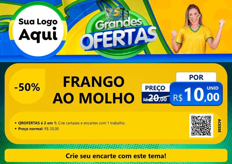 Modelo de Cartaz para Cartaz A4 Horizontal com o tema Grandes Ofertas para Restaurante
