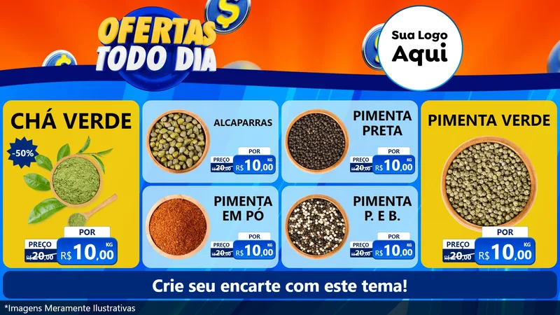 Modelo de TV para TV Horizontal com o tema Ofertas Todo Dia para Produtos Naturais