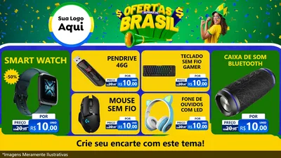 Modelo de TV para TV Horizontal com o tema Ofertas Semana do Brasil para Informática